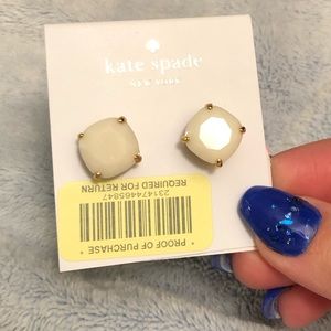 Kate Spade cream colored bezel cut earrings